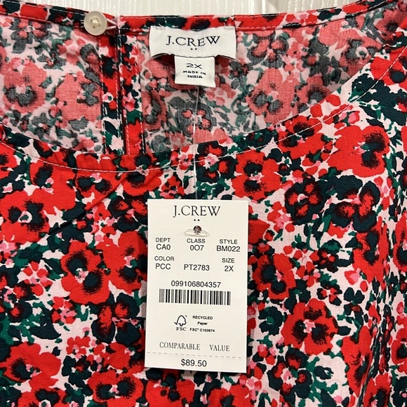 J. Crew Factory Floral Blouse Womens Red Size 2X - Picture 4 of 5